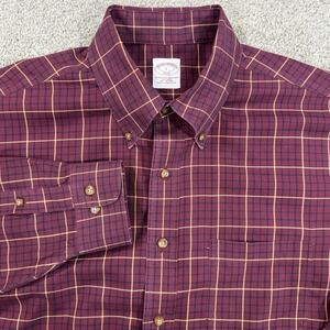 Brooks Brothers Red L Tattersall Button Front Shirt  Long Sleeve Cotton Classic